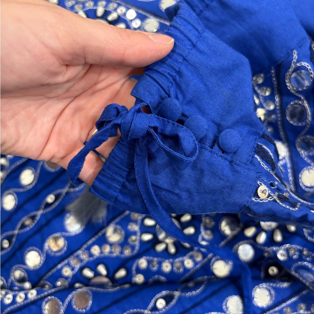 Soft Surroundings Preciosa Maxi Skirt Embroidered Beaded Boho Floral Blue PM - Picture 15 of 16